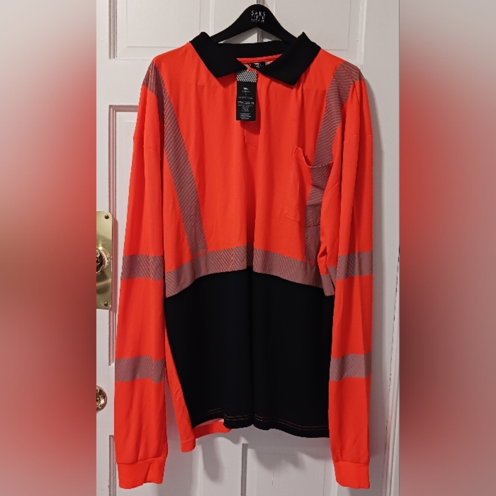 Vendace High Visibility Safety Security Polo Shirt , Sz 3XL Men's Long Sleeve